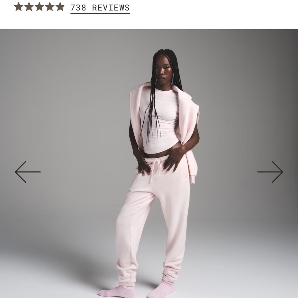SKIMS NWT Cotton Fleece Classic Jogger - Barely Pink - Picture 3 of 7